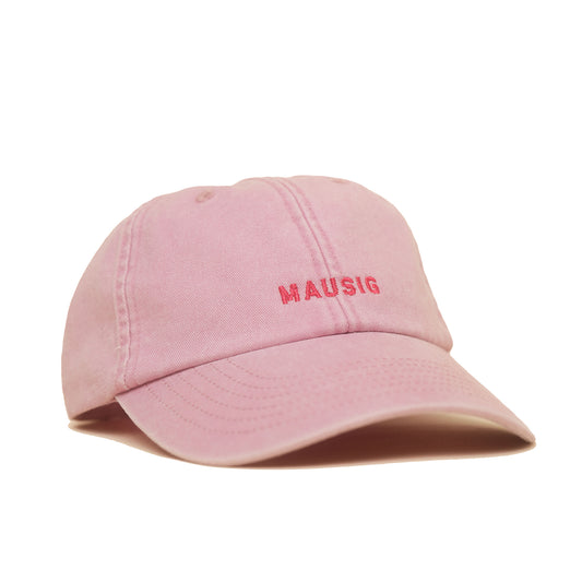 Dusky pink Vintage Cap mit roter Stickerei „MAUSIG“ seitlich