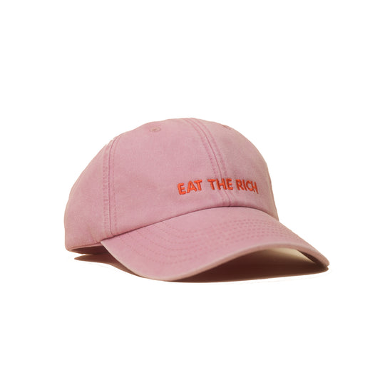 dusky pink Vintage Cap mit heller Stickerei „eat the rich“ seitlich
