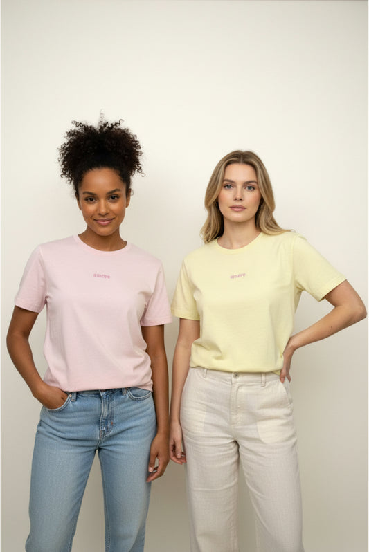 Bestickte amore Baumwolle T-Shirt