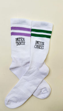 Bestickte Patentante/Patenonkel Socken aus Bio-Baumwolle