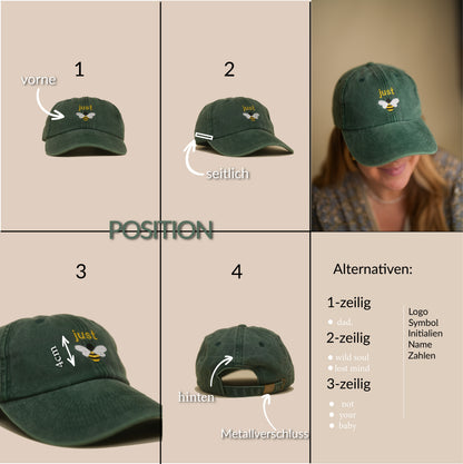 Bestickte Vintage Bienen Cap mit Wunschtext – Bild 8