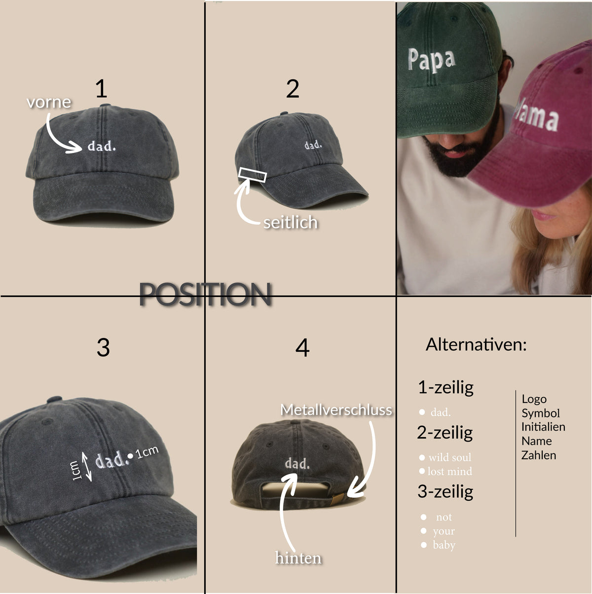 Bestickte Vintage Mama Papa Cap – Bild 8