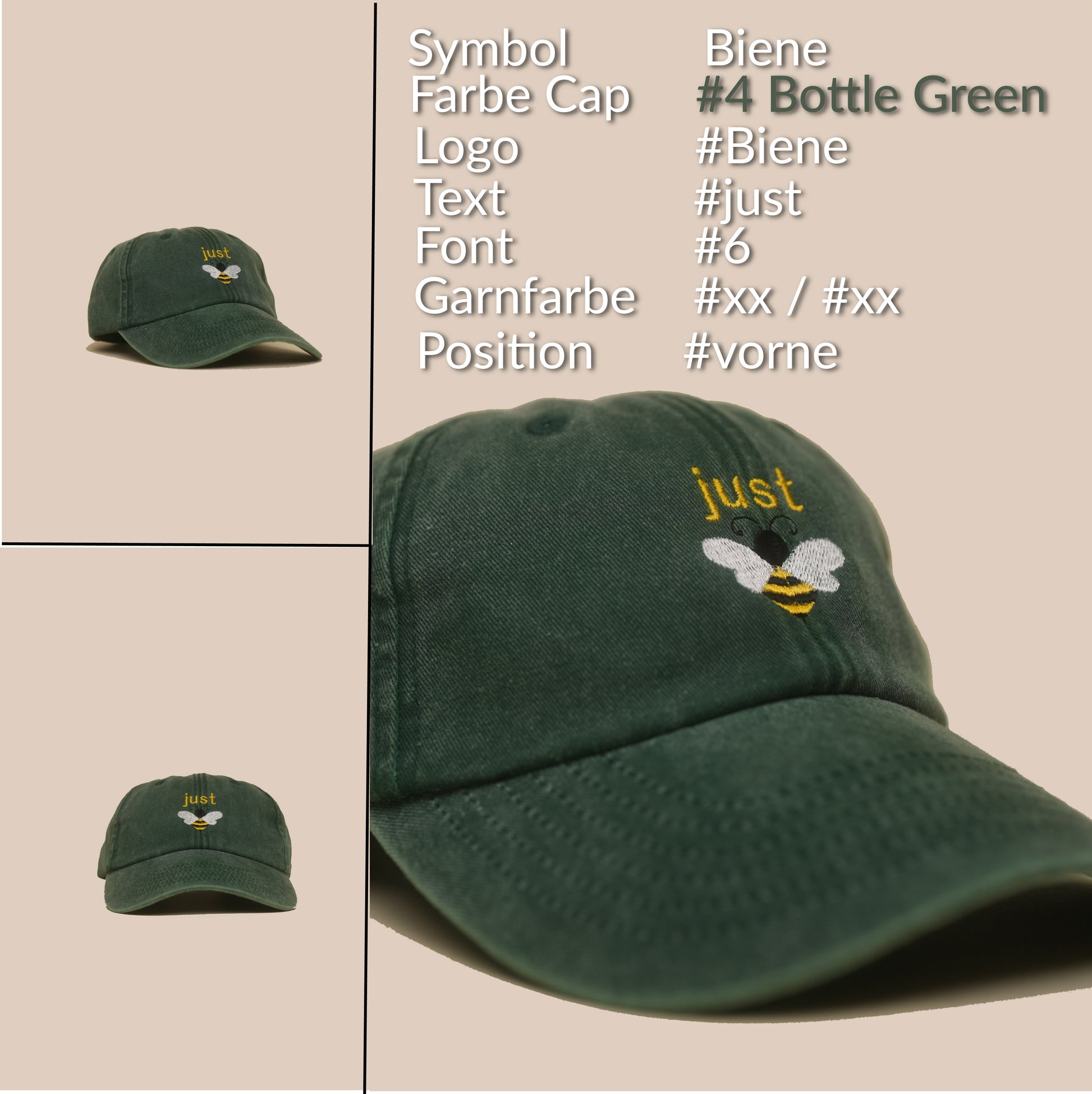 Bestickte Vintage Bienen Cap mit Wunschtext – Bild 7