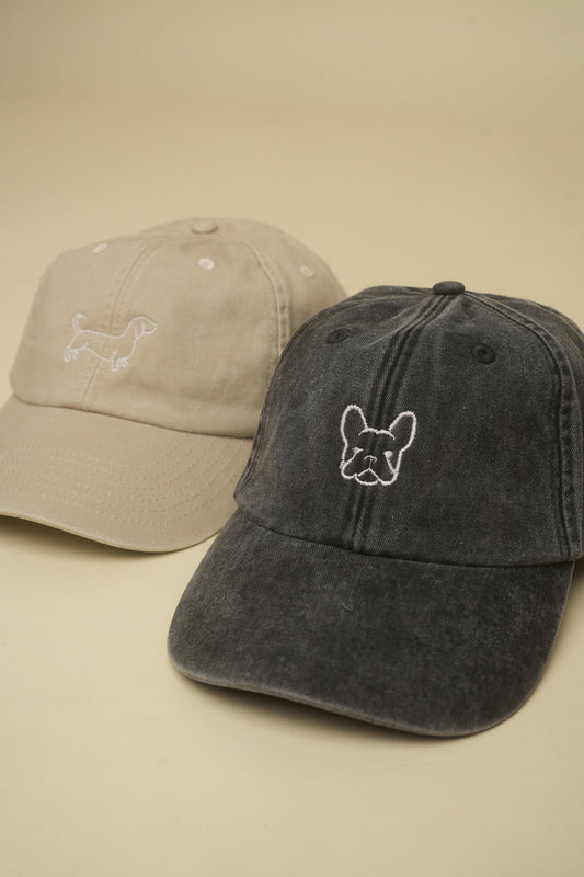 Bestickte Vintage Dog/Hund Cap mit Wunschtext & Wunschlogo
