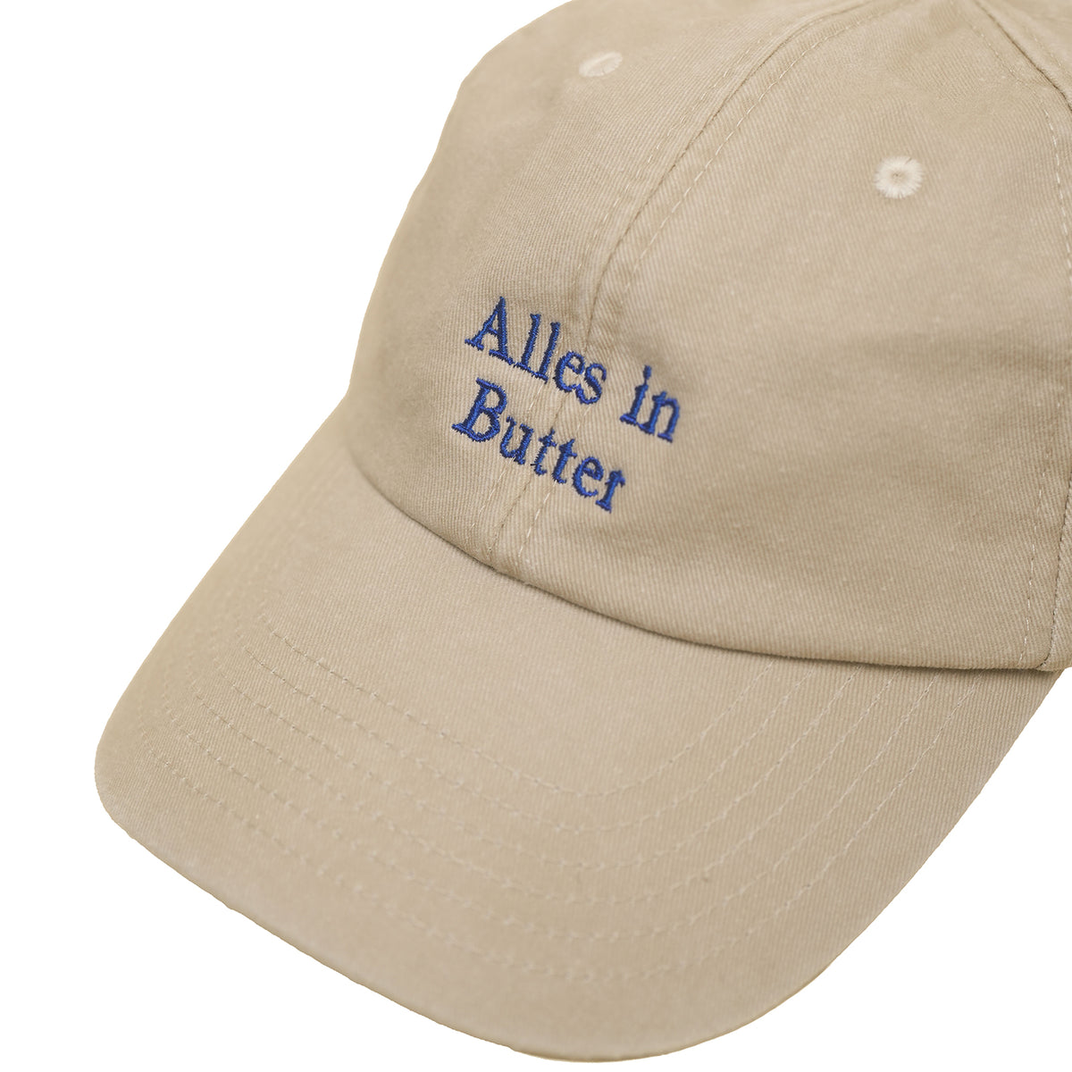 Stone Vintage Cap mit heller Stickerei „Alles in Butter“ nah