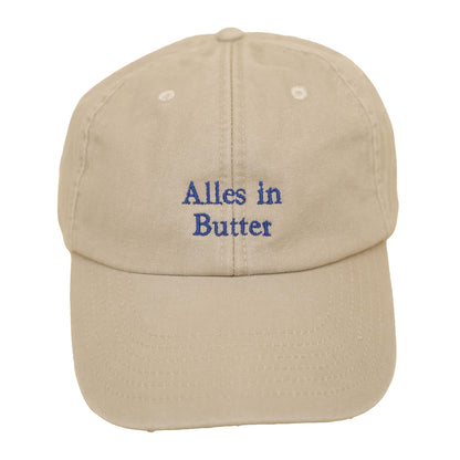 Stone Vintage Cap mit heller Stickerei „Alles in Butter“ von oben