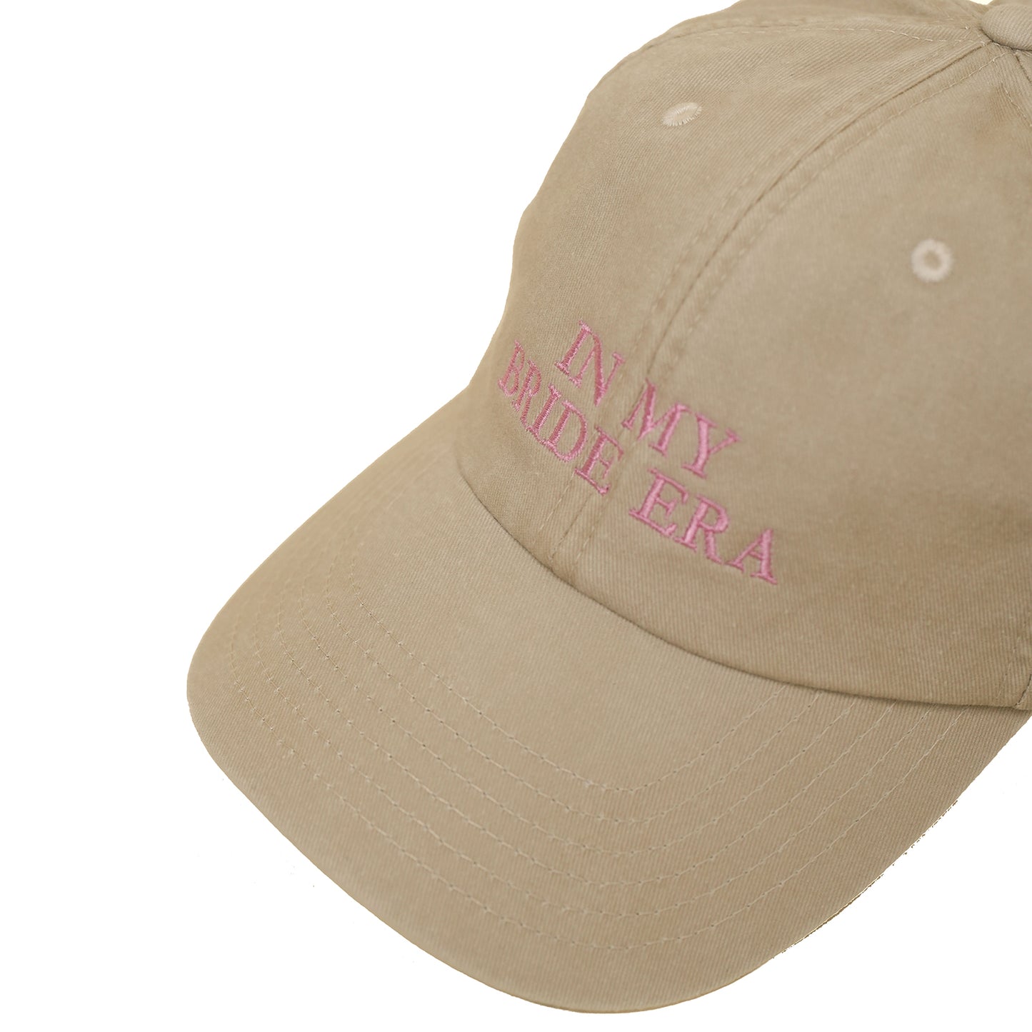 Stone Vintage Cap mit pinker Stickerei „IN MY BRIDE ERA“ oben