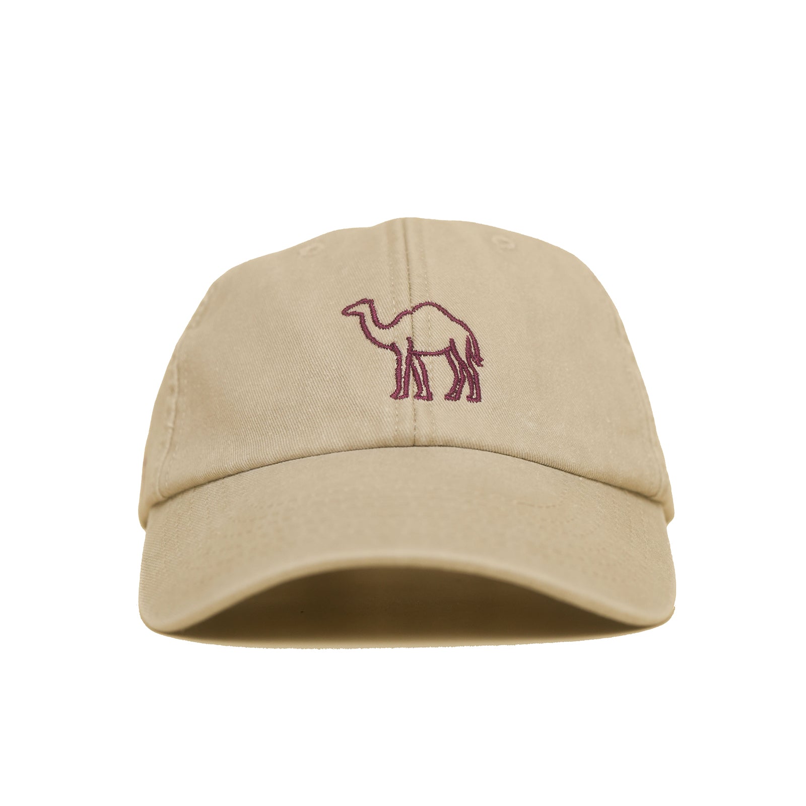 Stone Vintage Cap mit dunkelrot gesticktem Kamelmotiv frontal