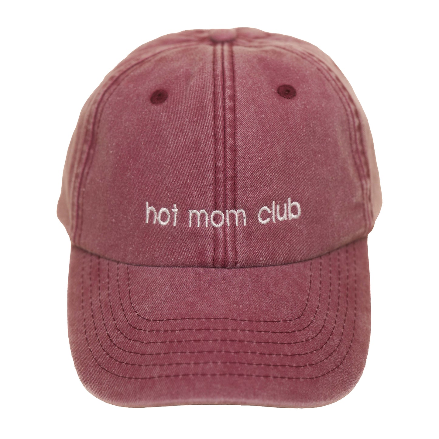 Red Vintage Cap mit heller Stickerei „hot mom club“ oben