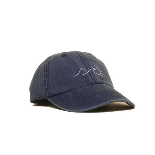 Denim Vintage Cap mit gesticktem Sonnenaufgang in seitlich