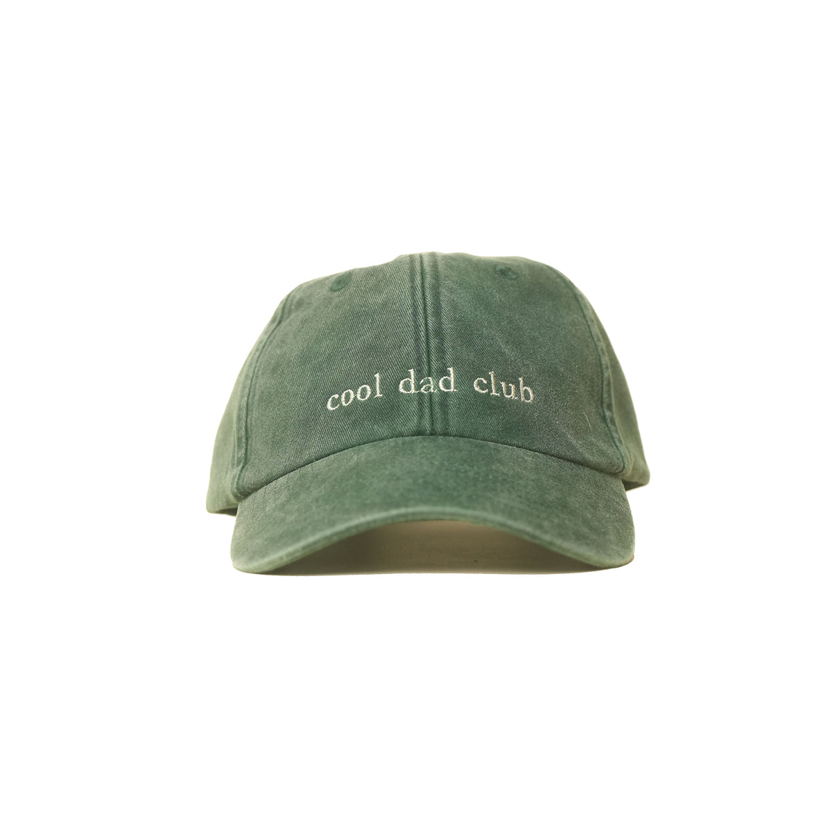 Bottle Green Vintage Cap mit heller Stickerei „cool dad club“ frontal