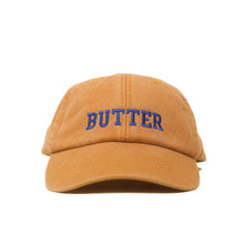 Mustard Vintage Cap mit blauem Schriftzug „Butter“ in Frontansicht