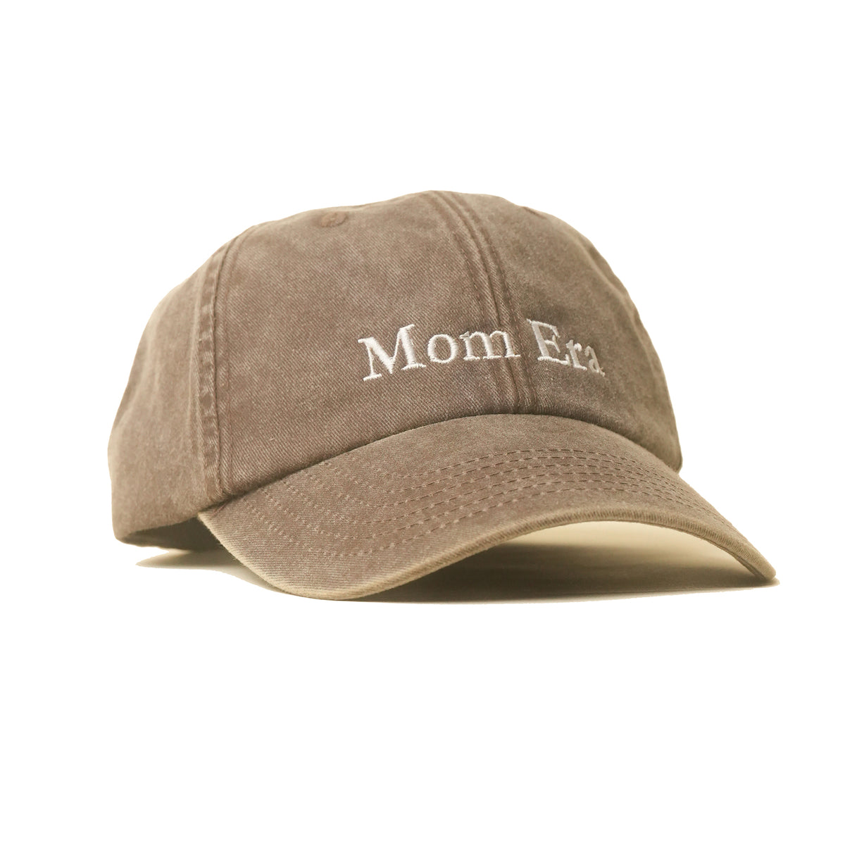 Brown Vintage Cap mit heller Stickerei „Mom Era“ seitlich