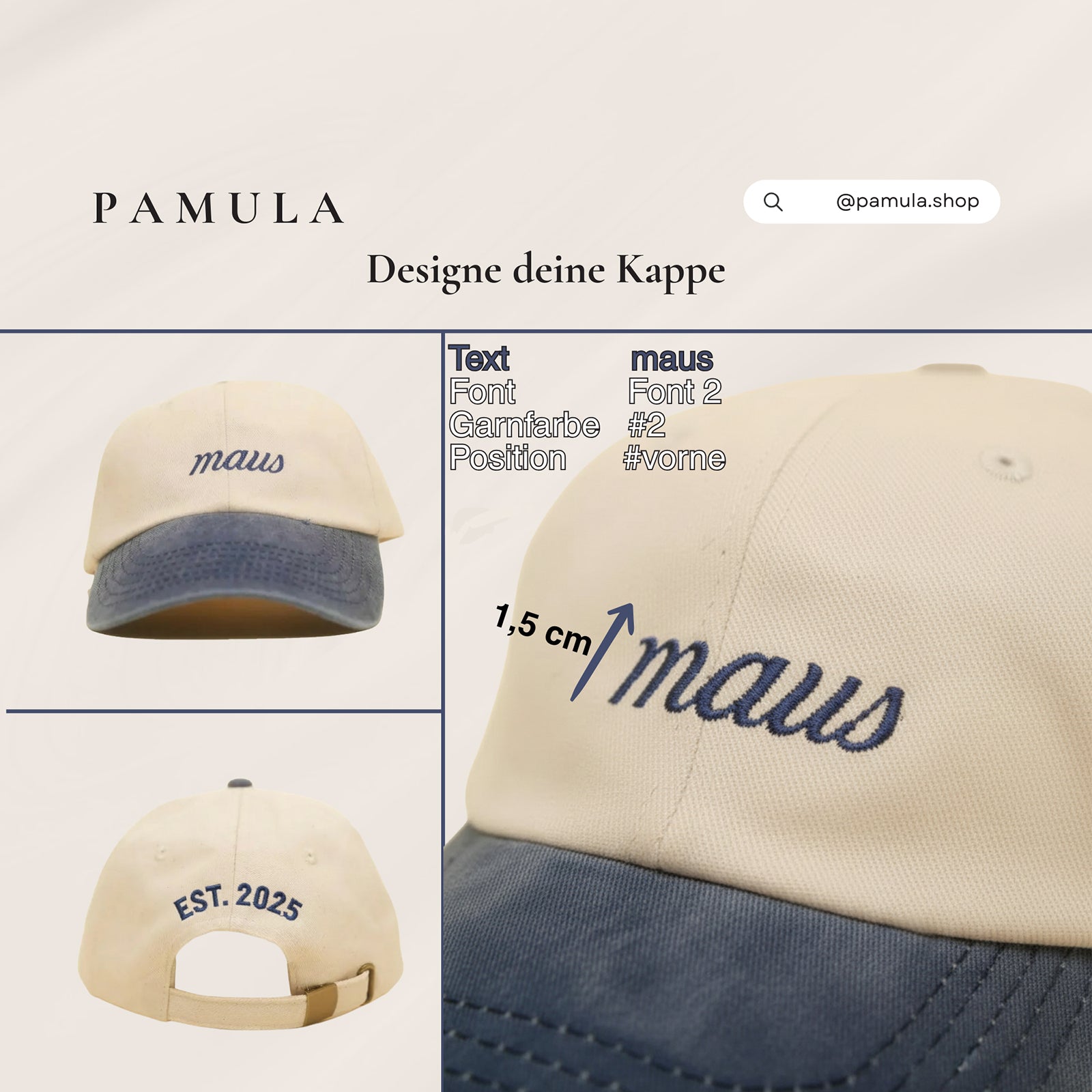 Personalisierte bestickte Vintage Baseball Kappe mit Wunschtext und Wunschlogo